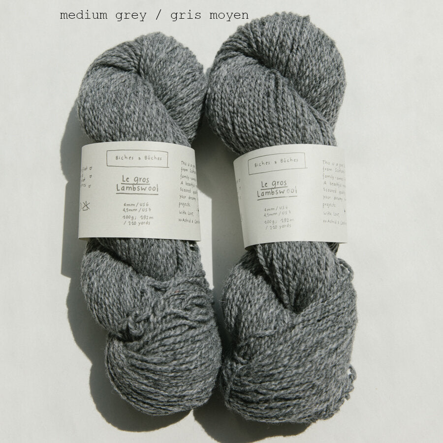 新品未使用毛糸 Biches & Buches Le Petit Lambswool(grey beige グレーベージュ) 5カセ Biches \u0026 Buches 粗絲毛海\u2013 大頭妹愛玩毛線